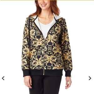 NWT Eaze Wear by Anttony Status QVC Print Zip-Up Hoodie Top Jacket